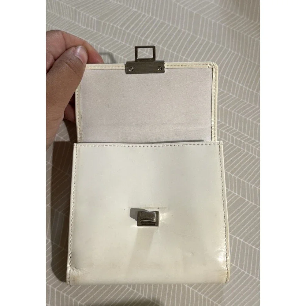Vintage Ralph Lauren Woman's Bifold White Leather Wallet RARE